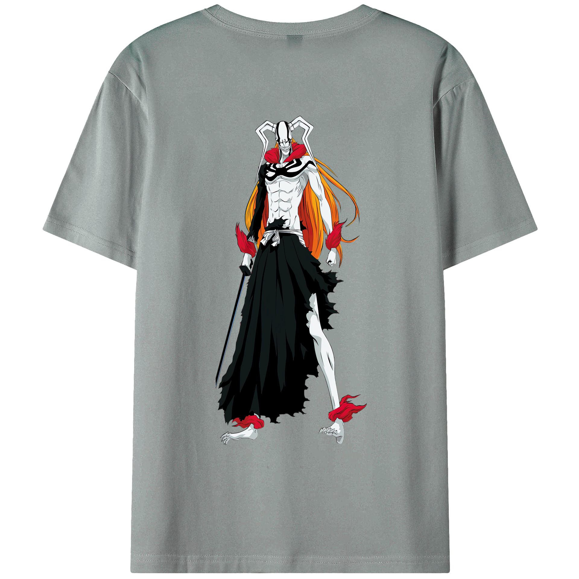 （画像用） ブリーチ 黒崎一護（くろさき いちご）BLEACH Kurosaki Ichigo 綿100％ メンズ半袖Tシャツ（バックプリント） 通気性